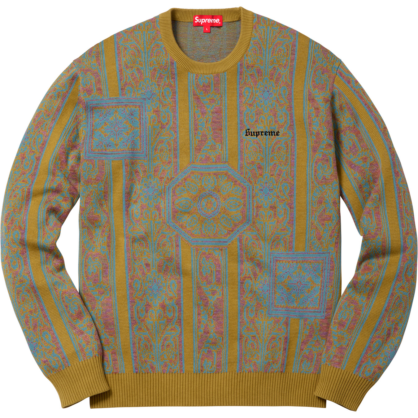 Supreme Tapestry Sweater Olive Men's - SS18 - US