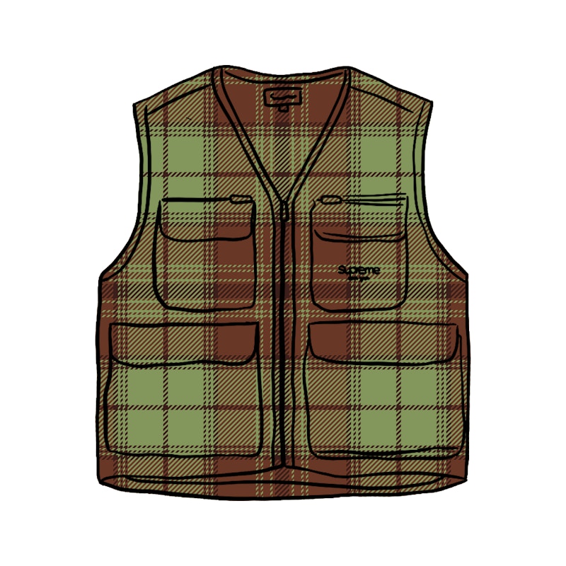 tartan flannel cargo vest