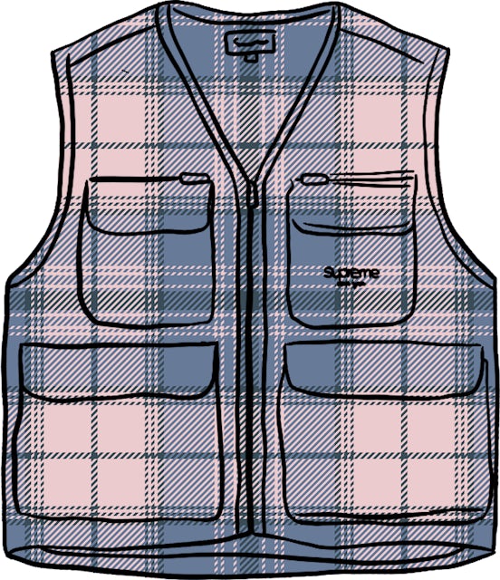 supreme Tartan Flannel Cargo Vest