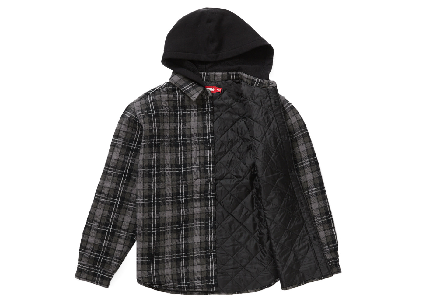 Supreme Tartan Flannel Hooded Shirt 黒XL一度の試着のみです