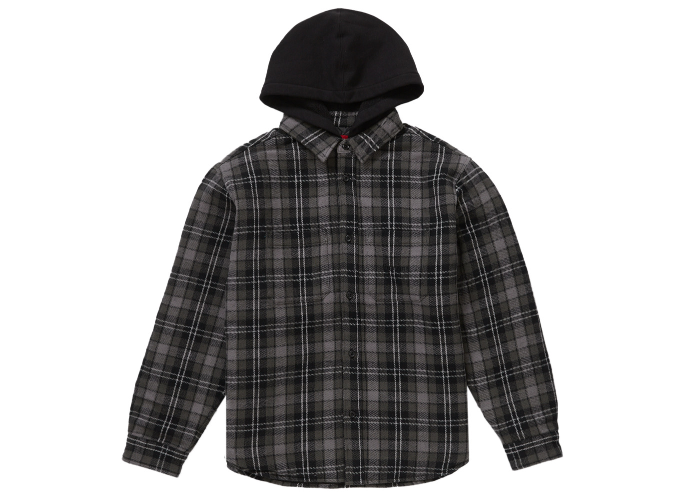 Supreme Hooded Flannel Zip Up Shirt Black Men's - FW21 - US