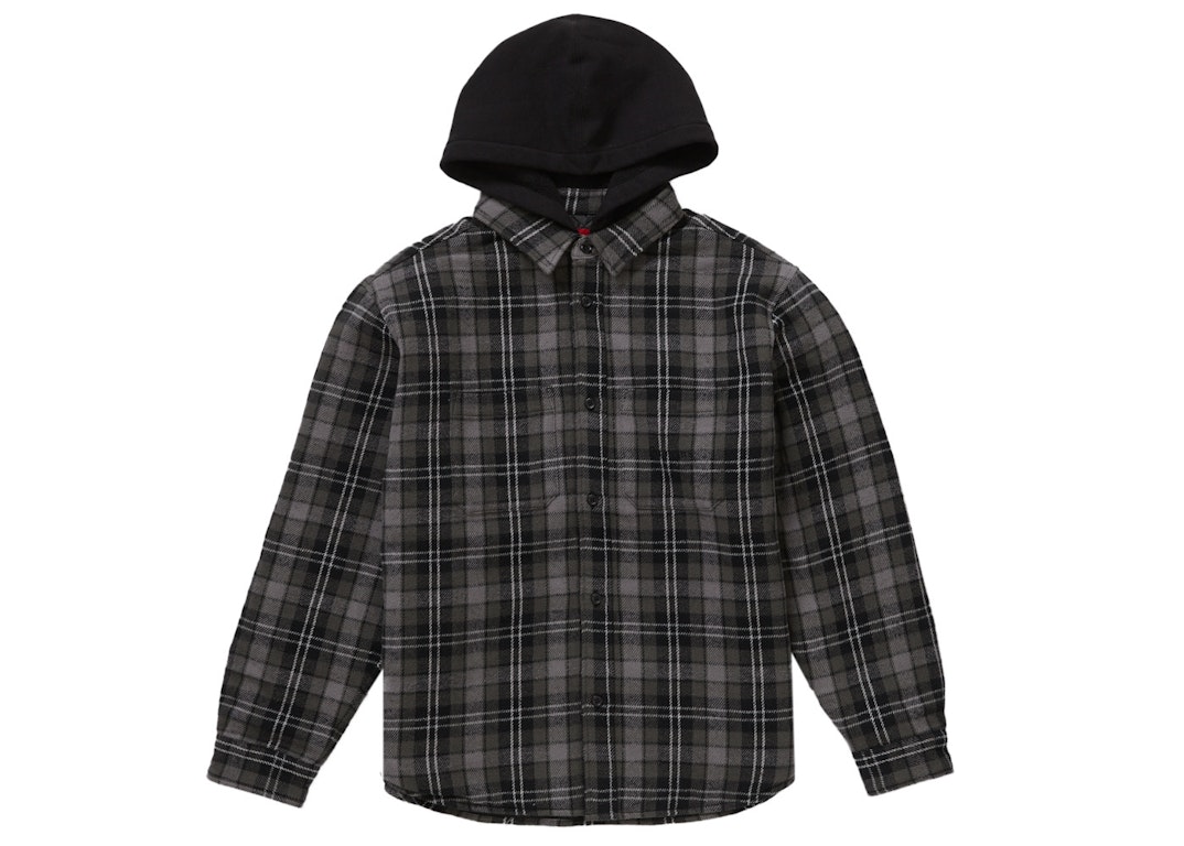 Pre-owned Supreme Tartan Flannel Hooded Shirt Black