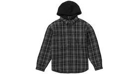 Supreme Tartan Flannel Hooded Shirt Black