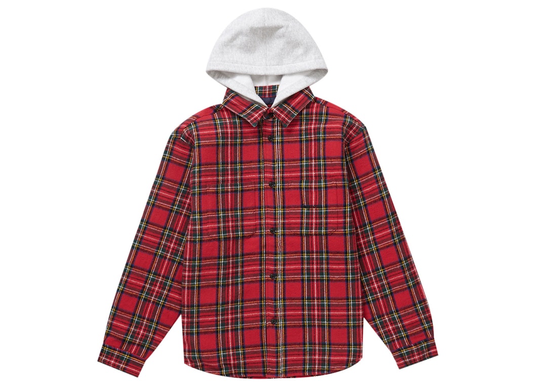 Pre-owned Supreme Tartan Flannel Hooded Shirt Red