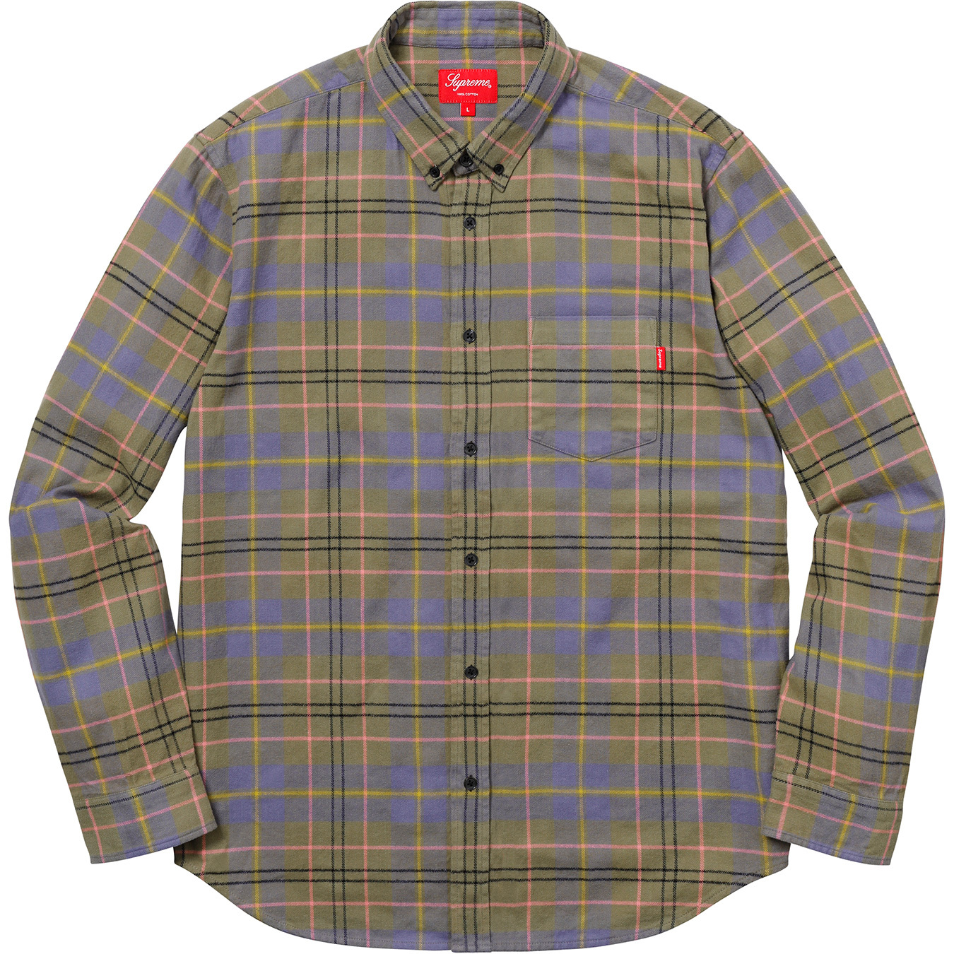 Supreme Tartan Flannel Shirt Light Olive Men's - SS18 - US