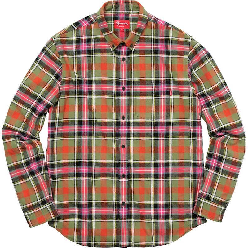 Supreme Tartan Flannel Shirt Olive - FW17 - US