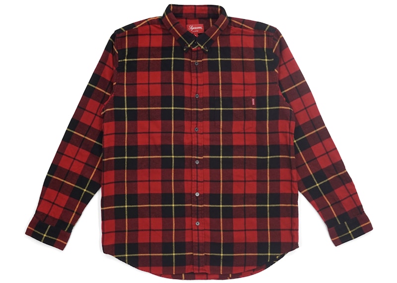 Supreme Tartan L/S Flannel Shirt Red Men's - FW18 - GB