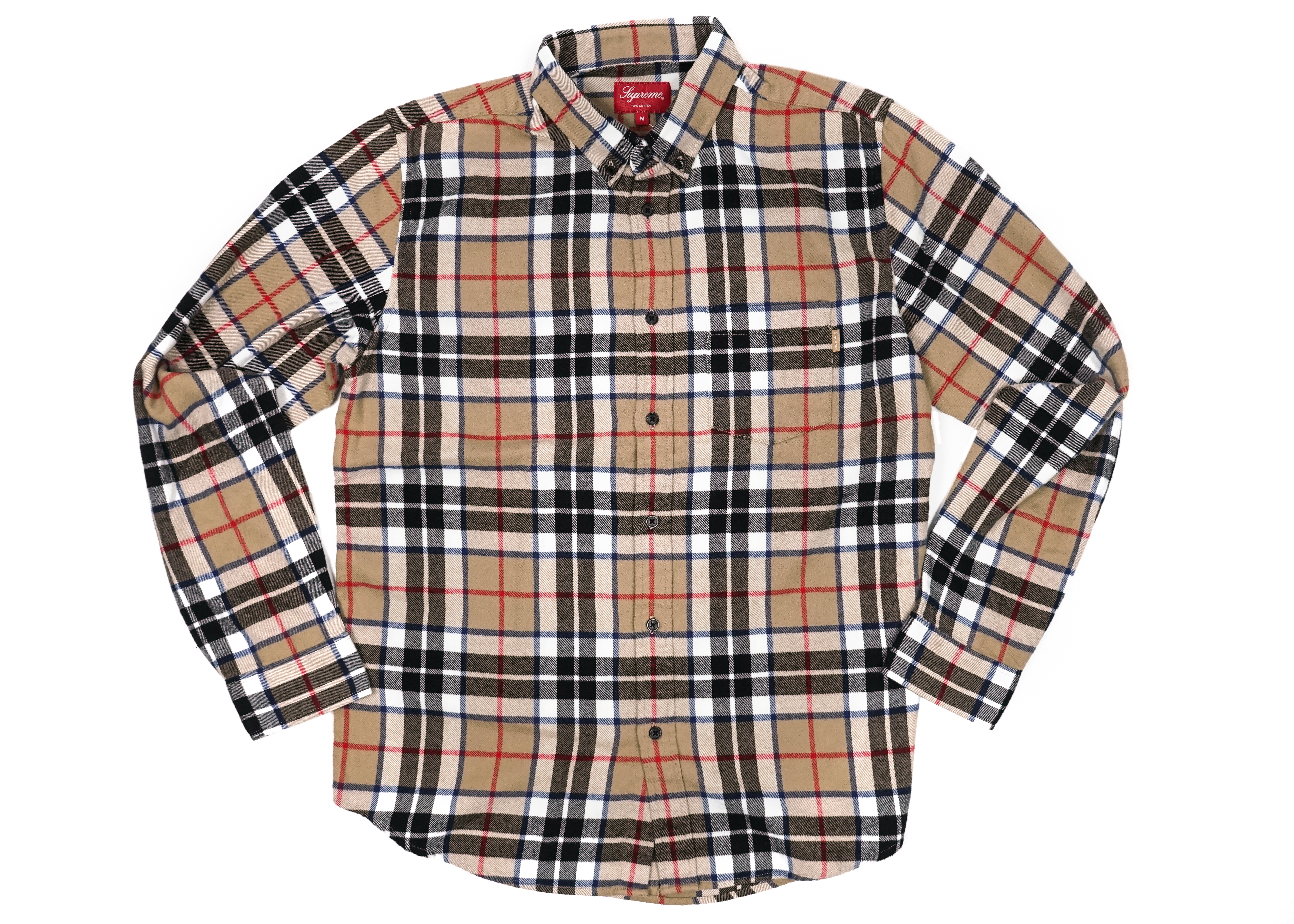 Supreme Tartan L/S Flannel Shirt Tan Men's - FW18 - US