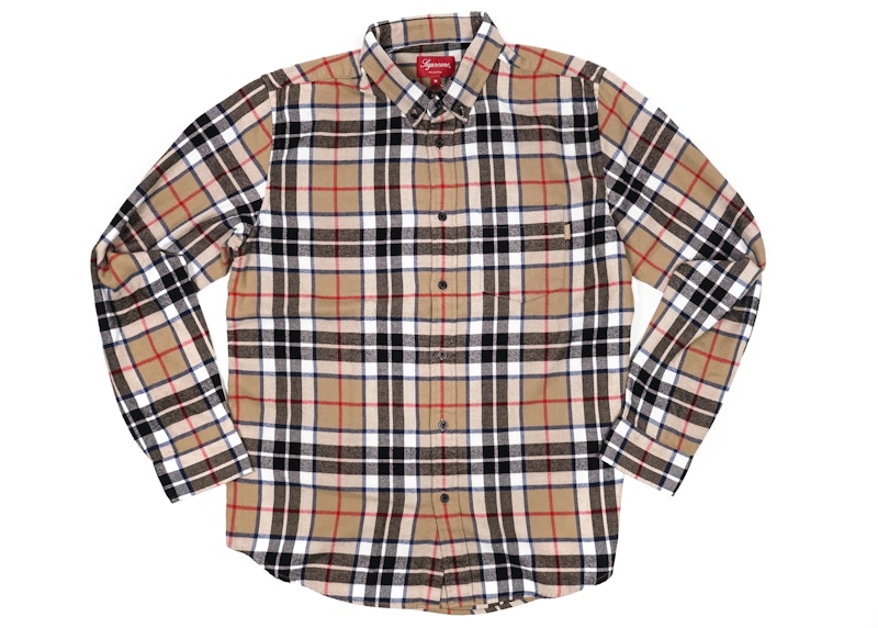 Supreme Tartan L/S Flannel Shirt Tan - FW18 Men's - US