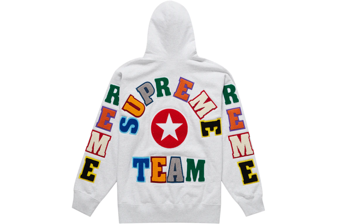 Supreme Team Chenille Hooded Sweatshirt Ash Grey