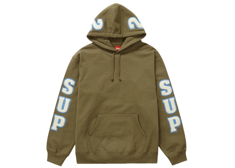 Supreme Chenille Hooded Sweatshirt Olive Brown Men's - SS22 - US