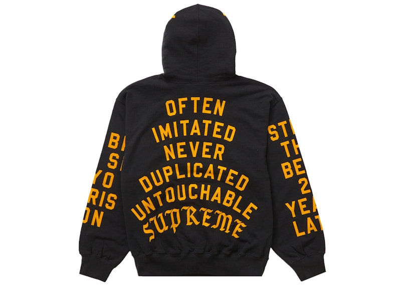 Supreme Team Flocked Hooded Sweatshirt Black