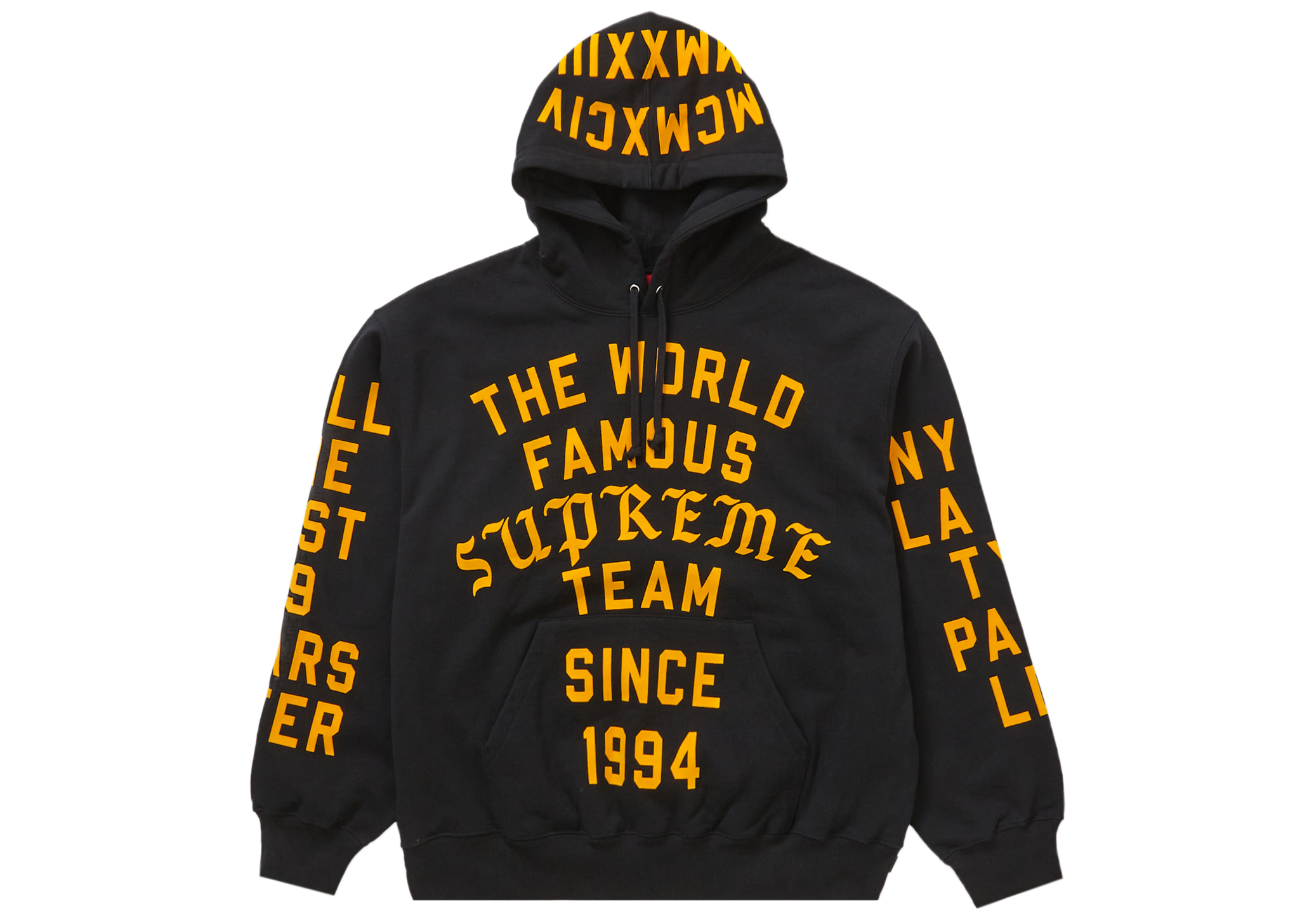 Supreme Team Flocked Hooded Sweatshirt Black