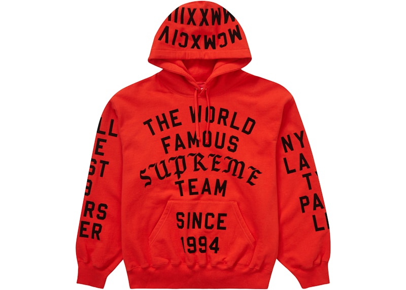 シュプリームパーカーmomoSupreme Team Flocked Hooded Sweatshirt