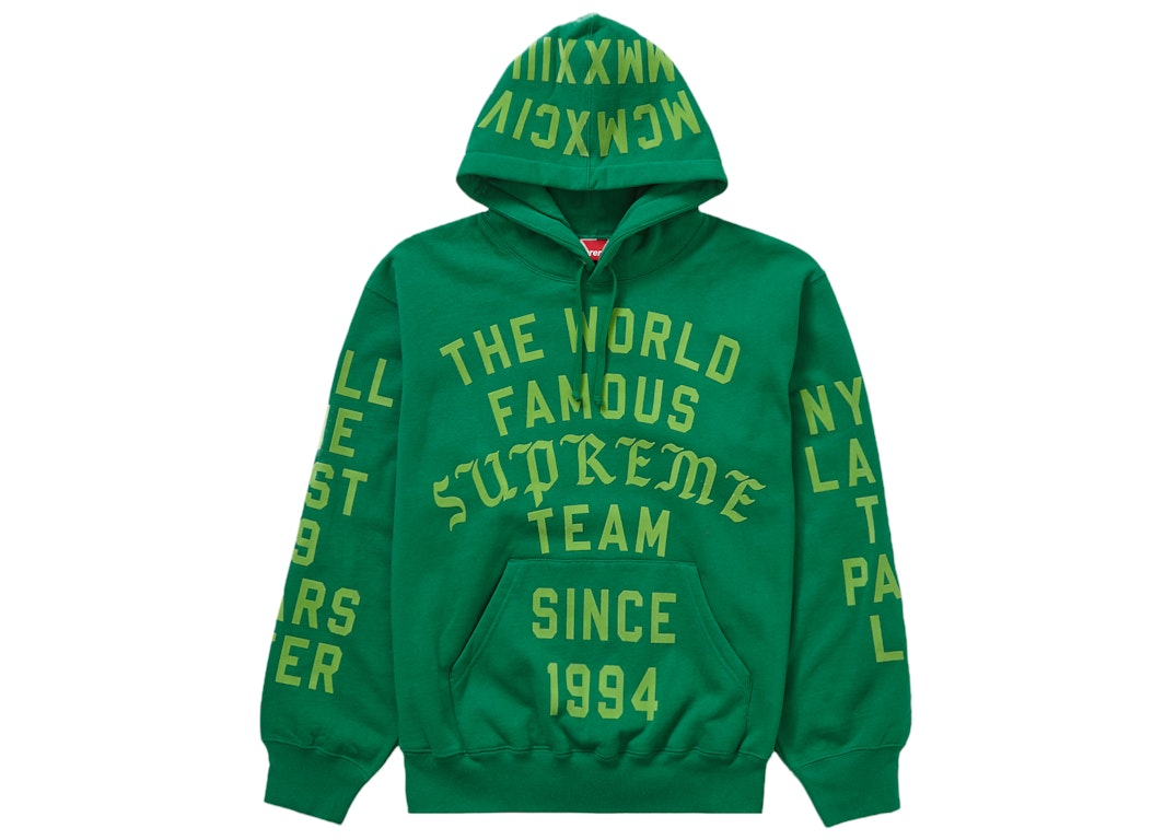 Pre-owned Supreme Team Flocked Hooded Sweatshirt Green