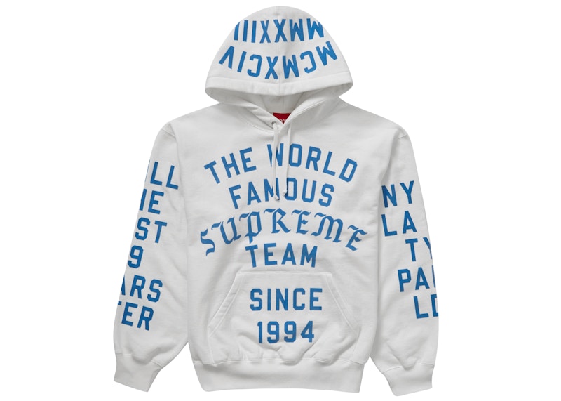 Supreme Team Flocked Hooded Sweatshirt White