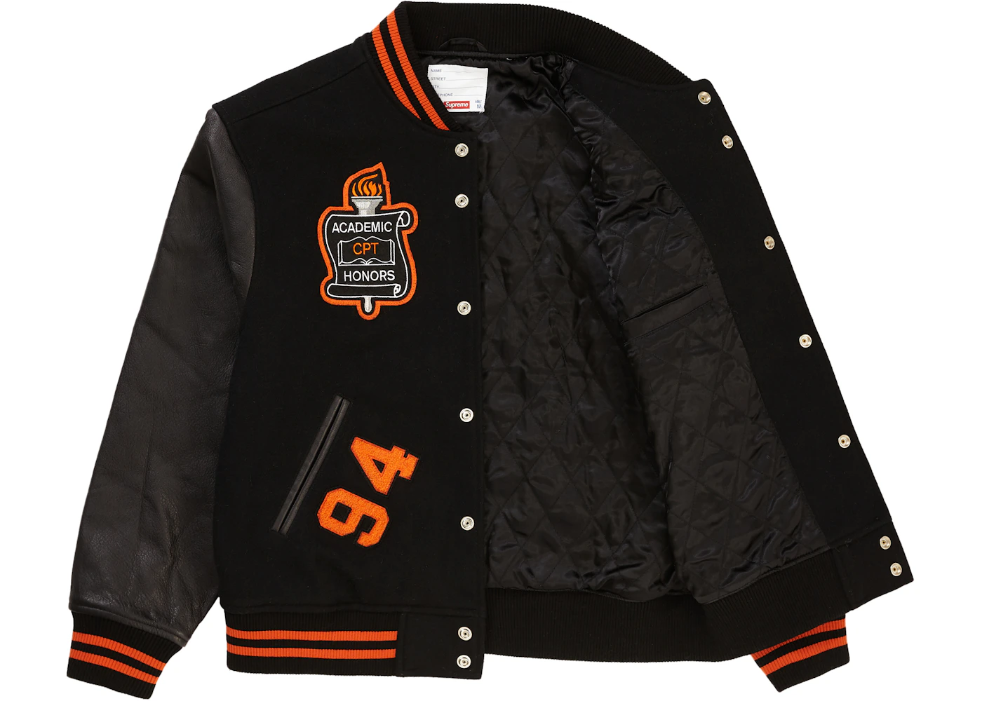 Supreme Team Varsity Jacket Black Men's - FW19 - US