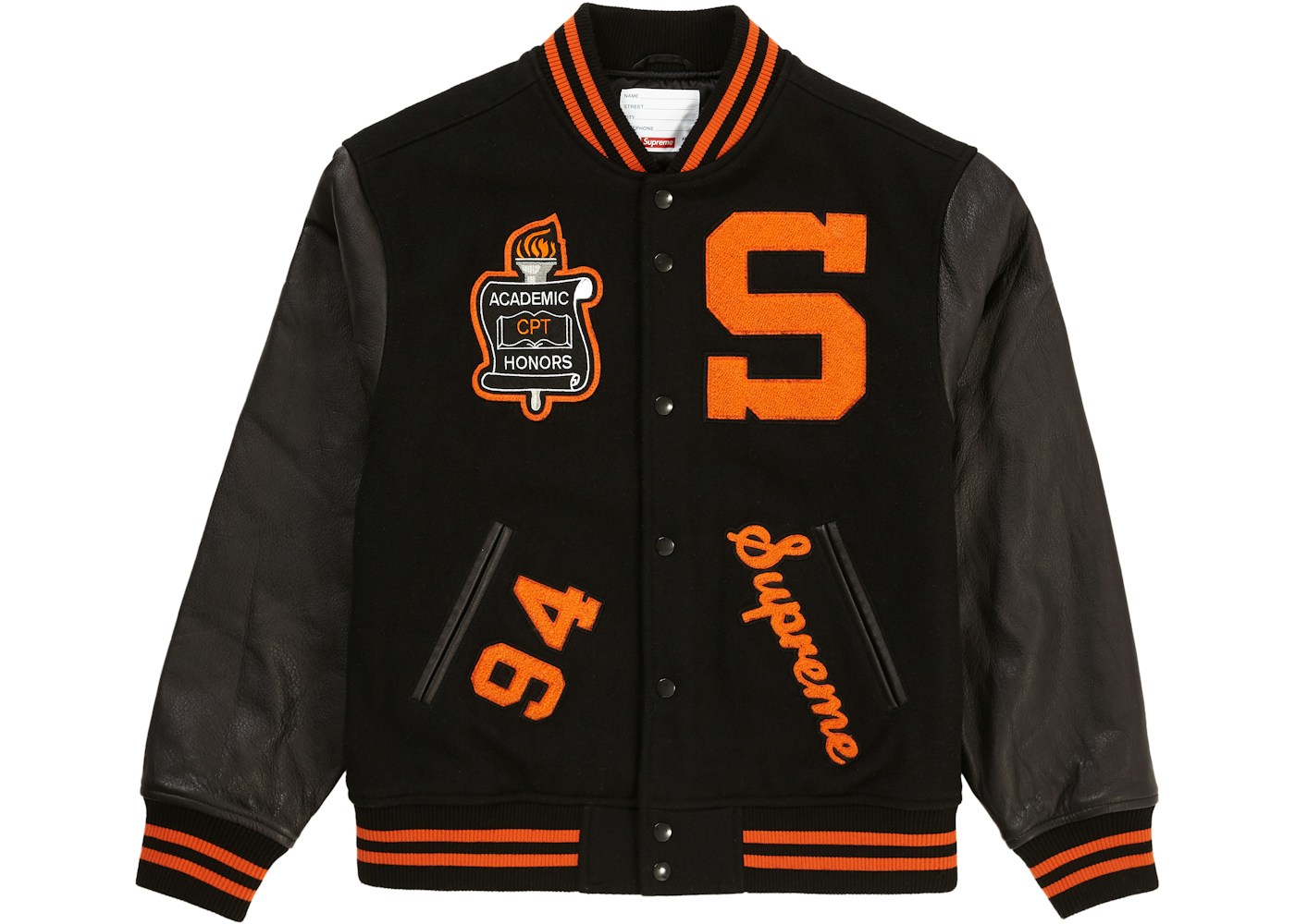 Supreme Team Varsity Jacket Black Fw19