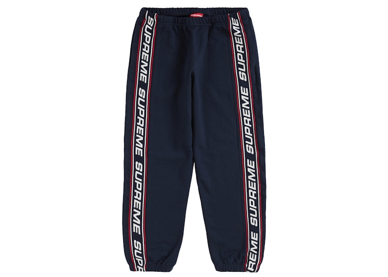Supreme Text Pantalone della tuta a costine blu navy