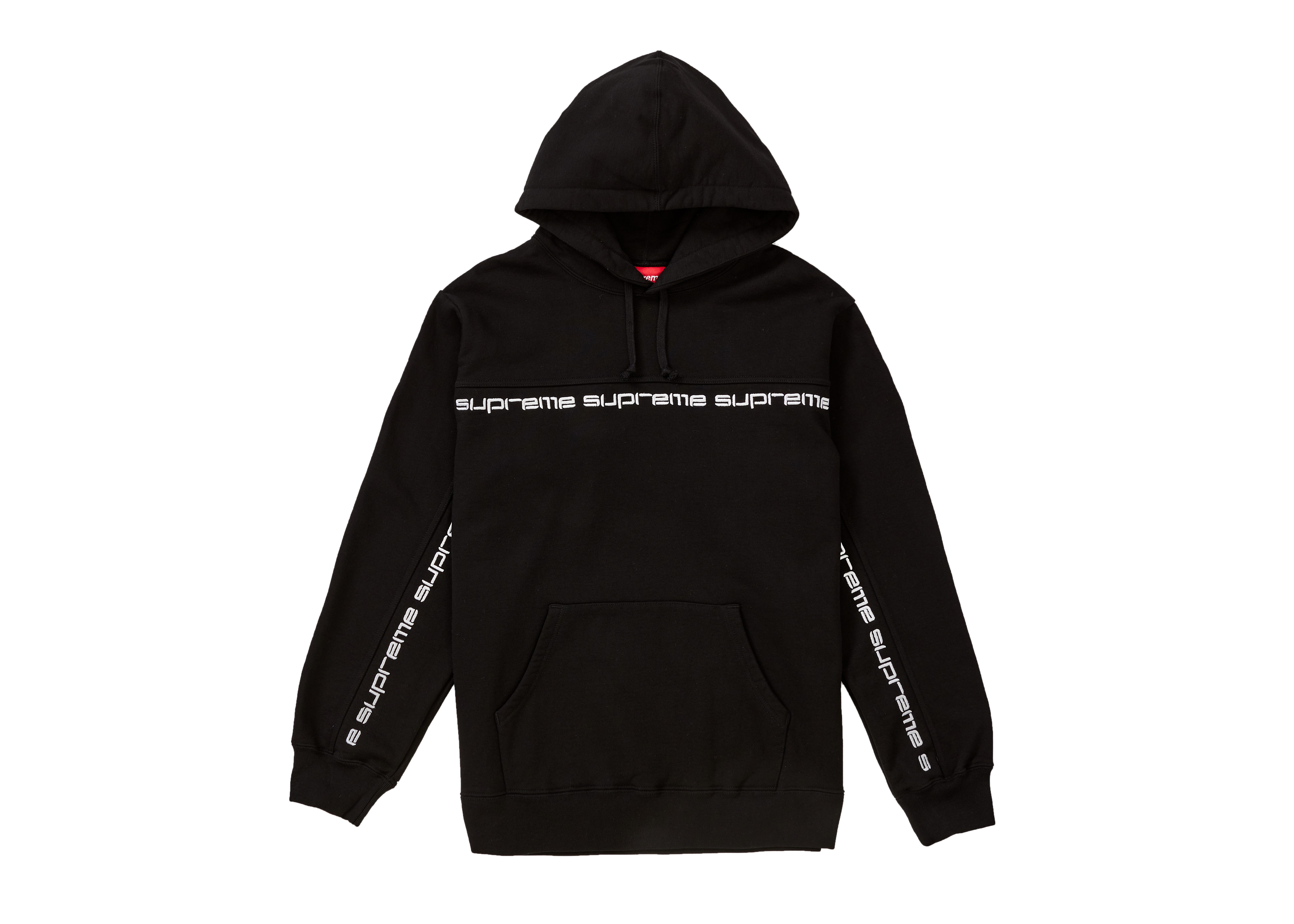Supreme Text Stripe Hooded Sweatshirt Black