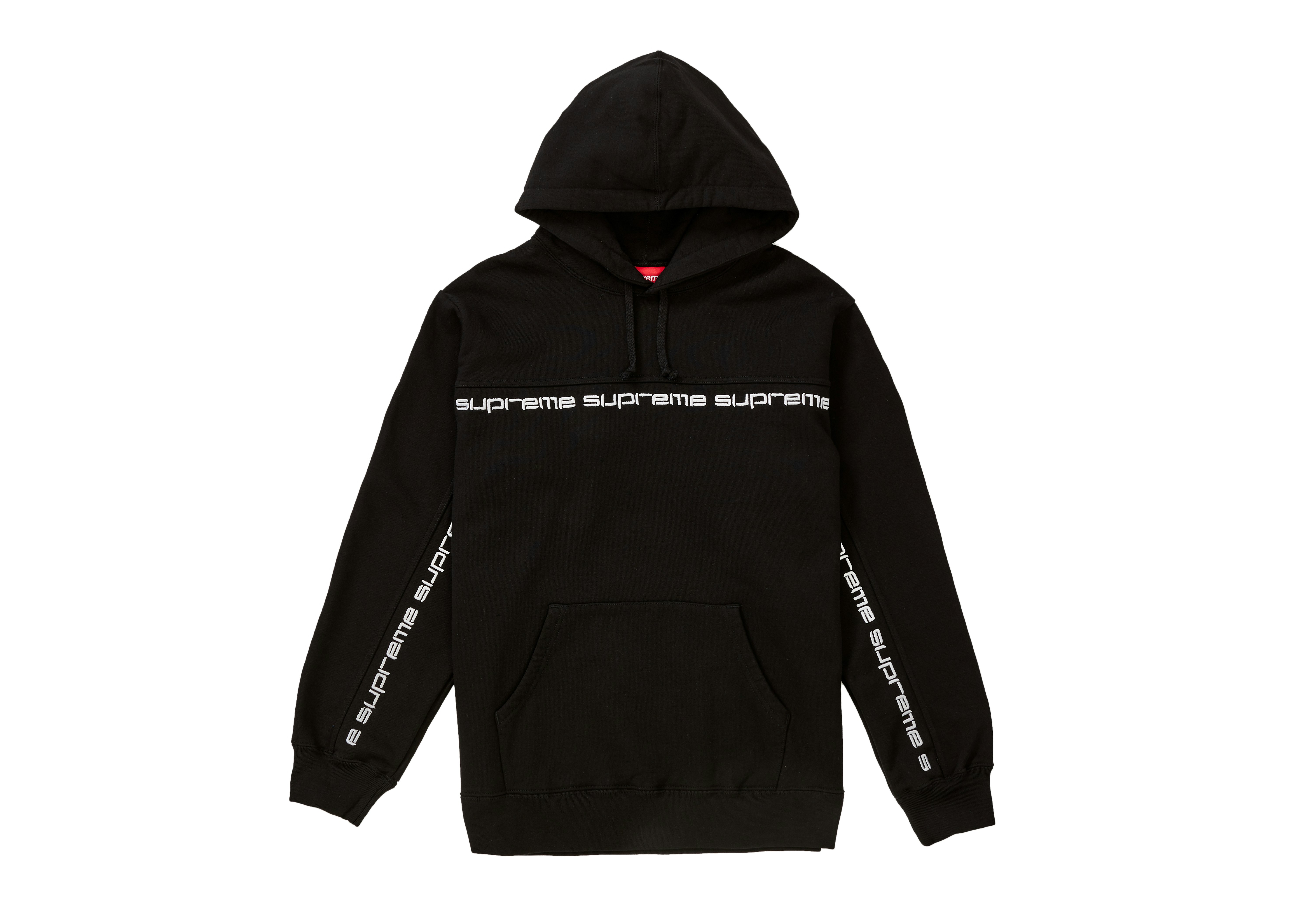 Supreme Text Stripe Hooded Sweatshirt Black - FW18