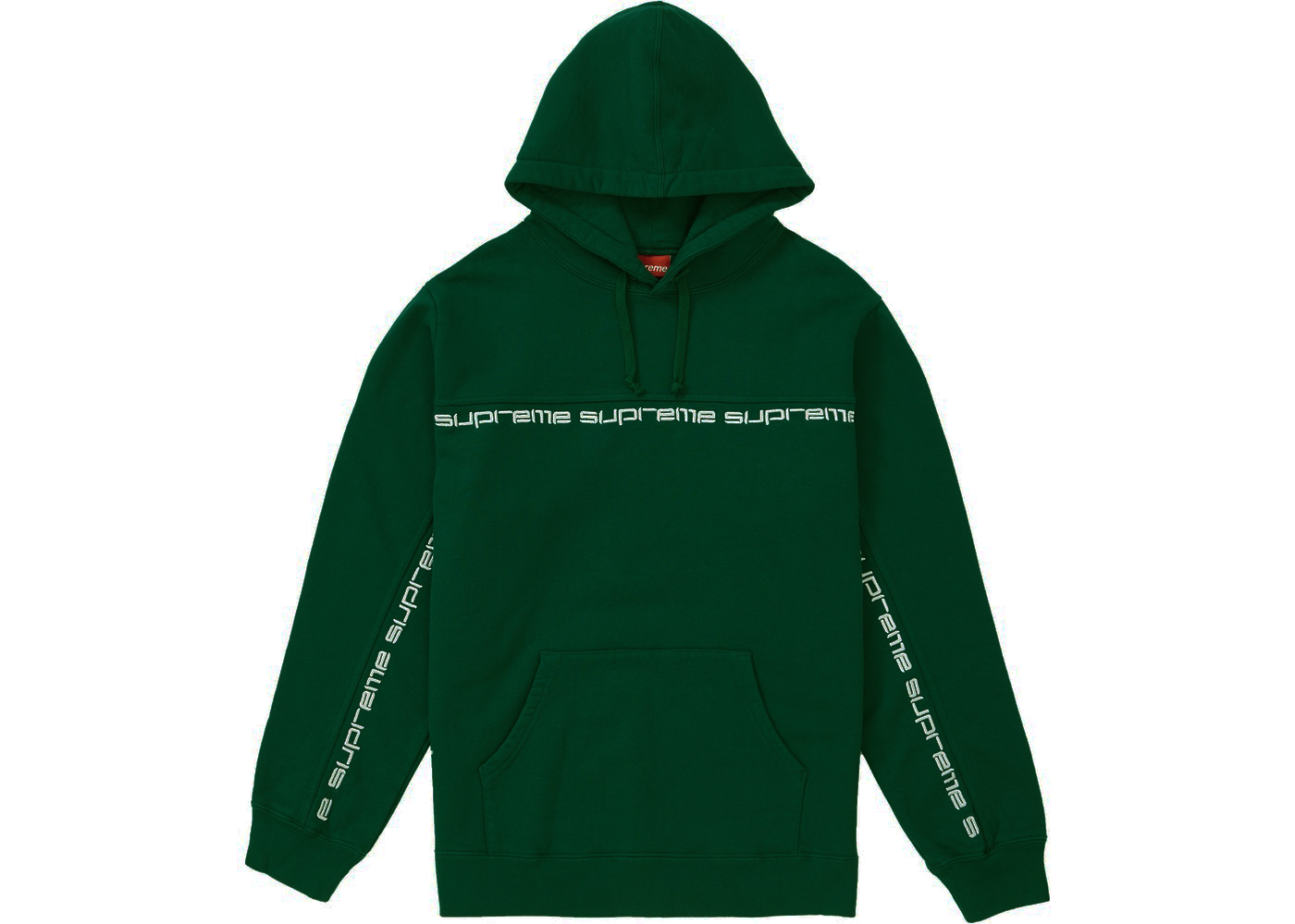 Supreme Text Stripe Hooded Sweatshirt Dark Green Men's - FW18 - US