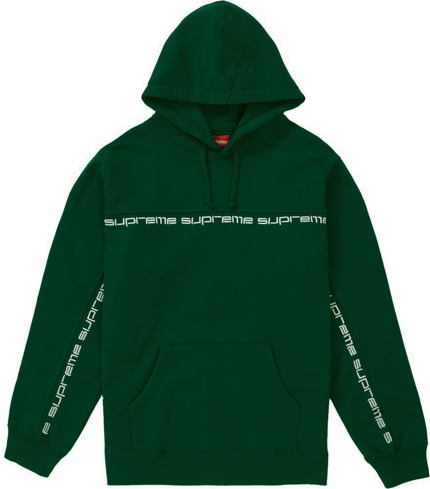 Supreme Text Stripe Hooded Sweatshirt Dark Green - FW18 Men's - US