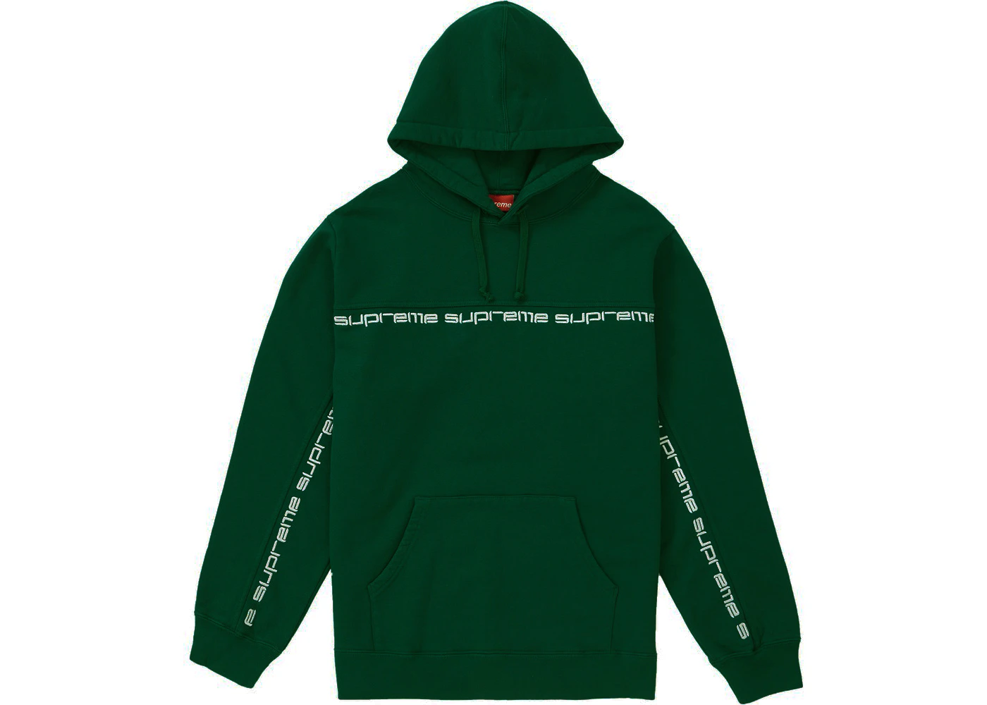 Supreme Text Stripe Hooded Sweatshirt Dark Green - FW18 Men's - US
