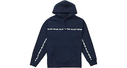 Supreme text stripe hooded sweatshirt black Clearance