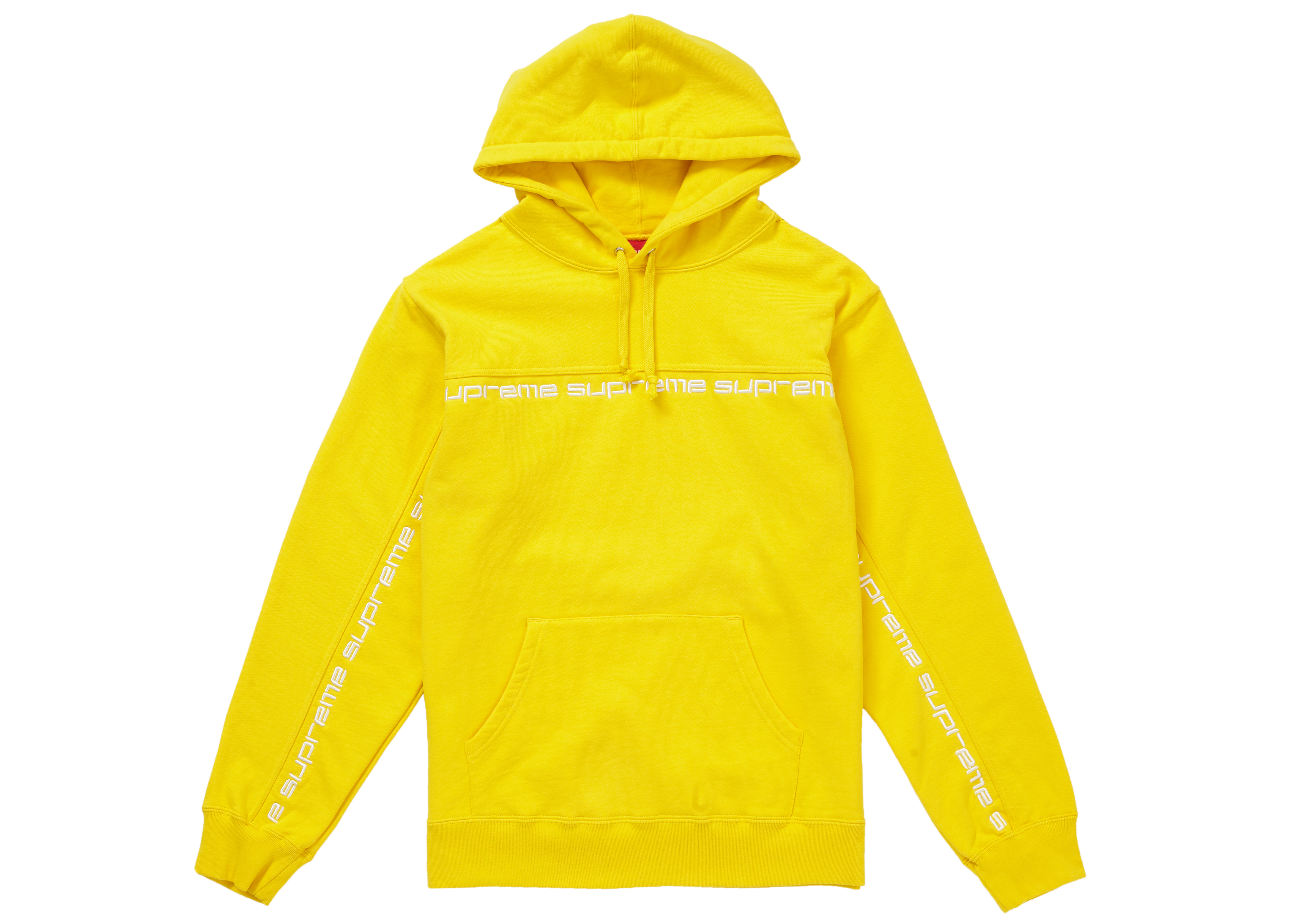 Supreme Text Stripe Hooded Sweatshirt Yellow 男装- FW18 - CN