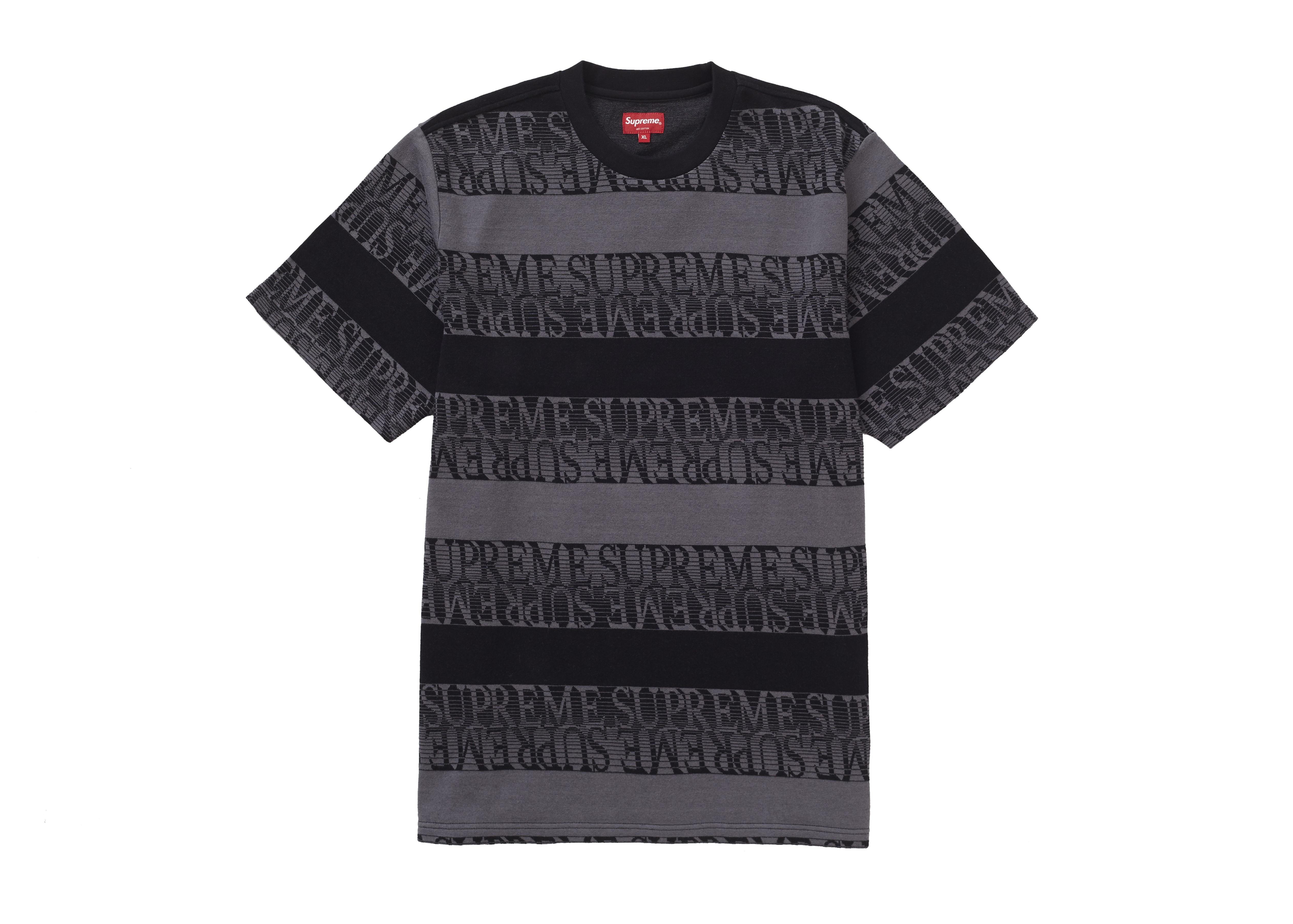 Supreme Text Stripe Jacquard S/S Top Black - SS19 Men's - US