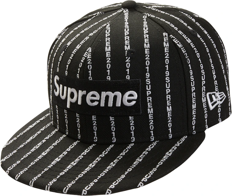 Supreme Text Stripe New Era Cap Black SS19