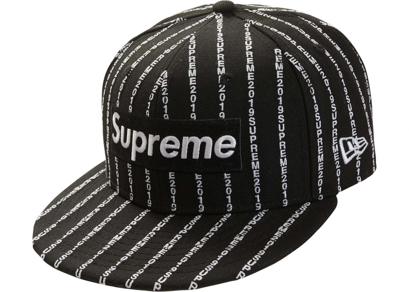 Supreme Text Stripe New Era Cap Black Men's SS19 US