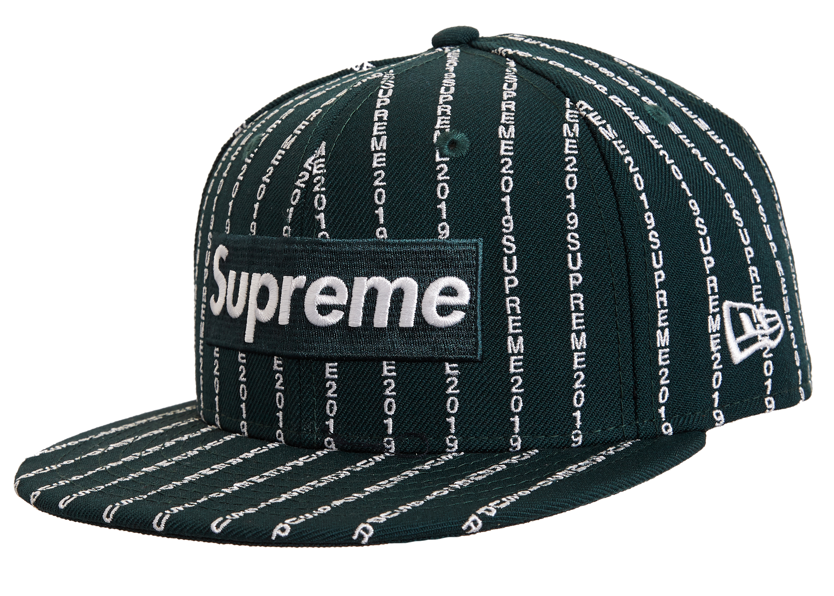 Supreme Text Stripe New Era Cap Dark Green