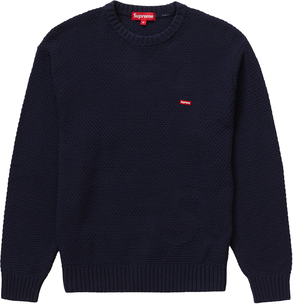 Supreme Textured Small Box Sweater Navy Men's - FW20 - US