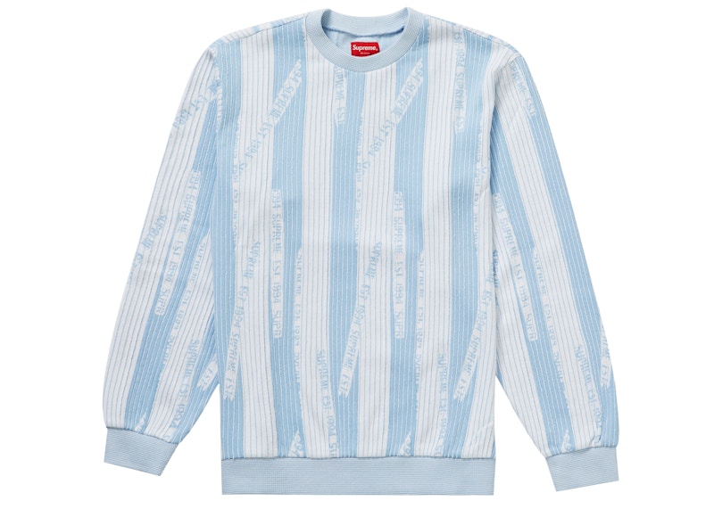 Supreme Textured Stripe Crewneck Light Blue Men's - FW20 - US