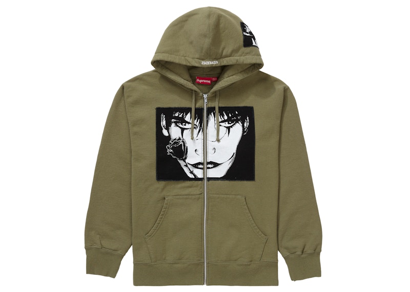 Supreme The Crow Zip Up Hooded Sweatshirt Light Olive Men's - FW21