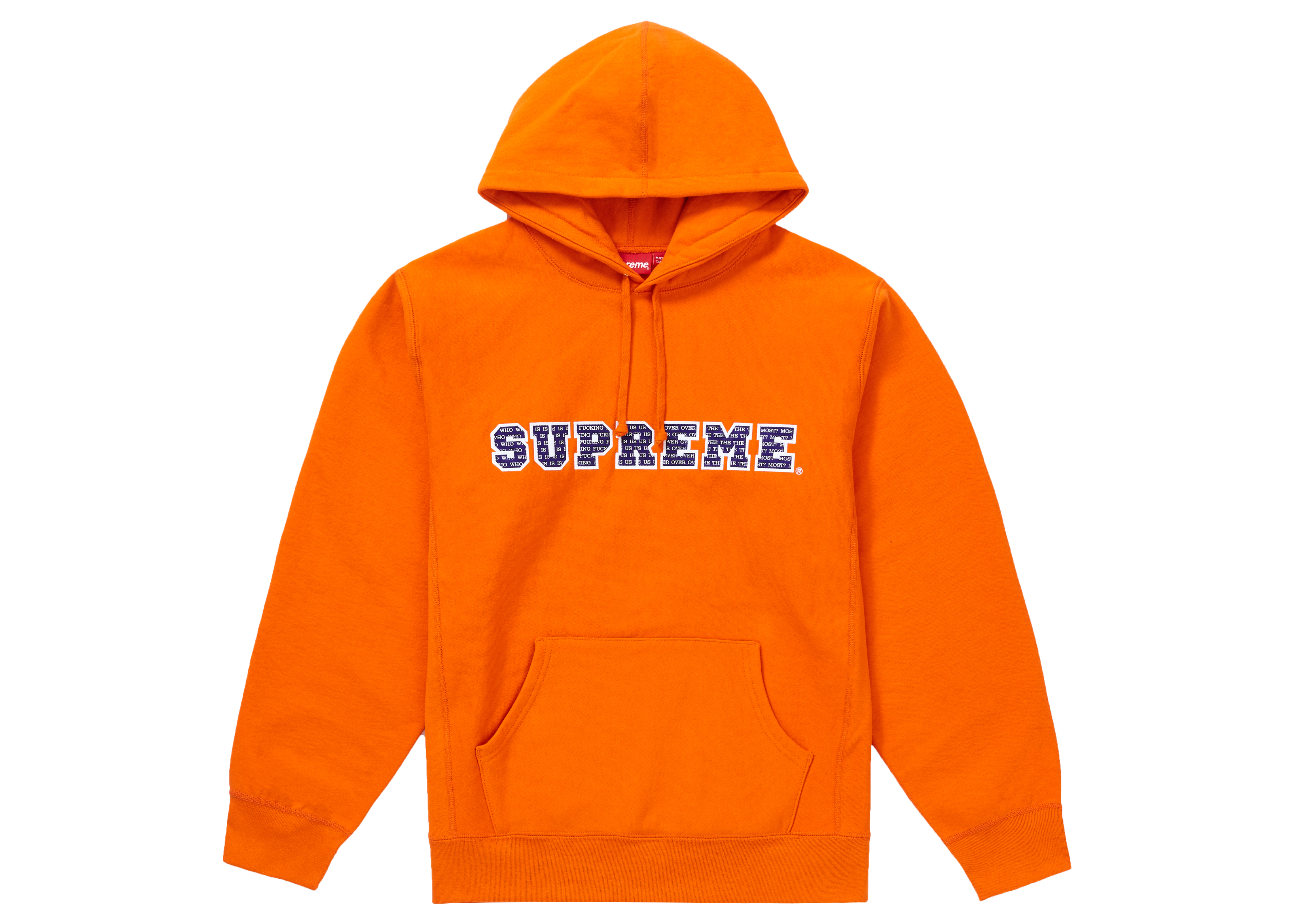 Supreme The Most Hooded Sweatshirt Orange - FW19 Men's - US