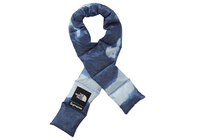 Supreme The North Face Bleached Denim Print 700-Fill Down Scarf Indigo