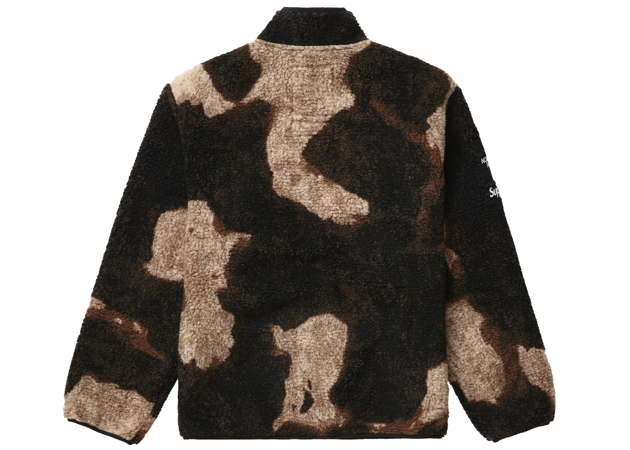 Supreme The North Face Bleached Denim Print Fleece Jacket Black