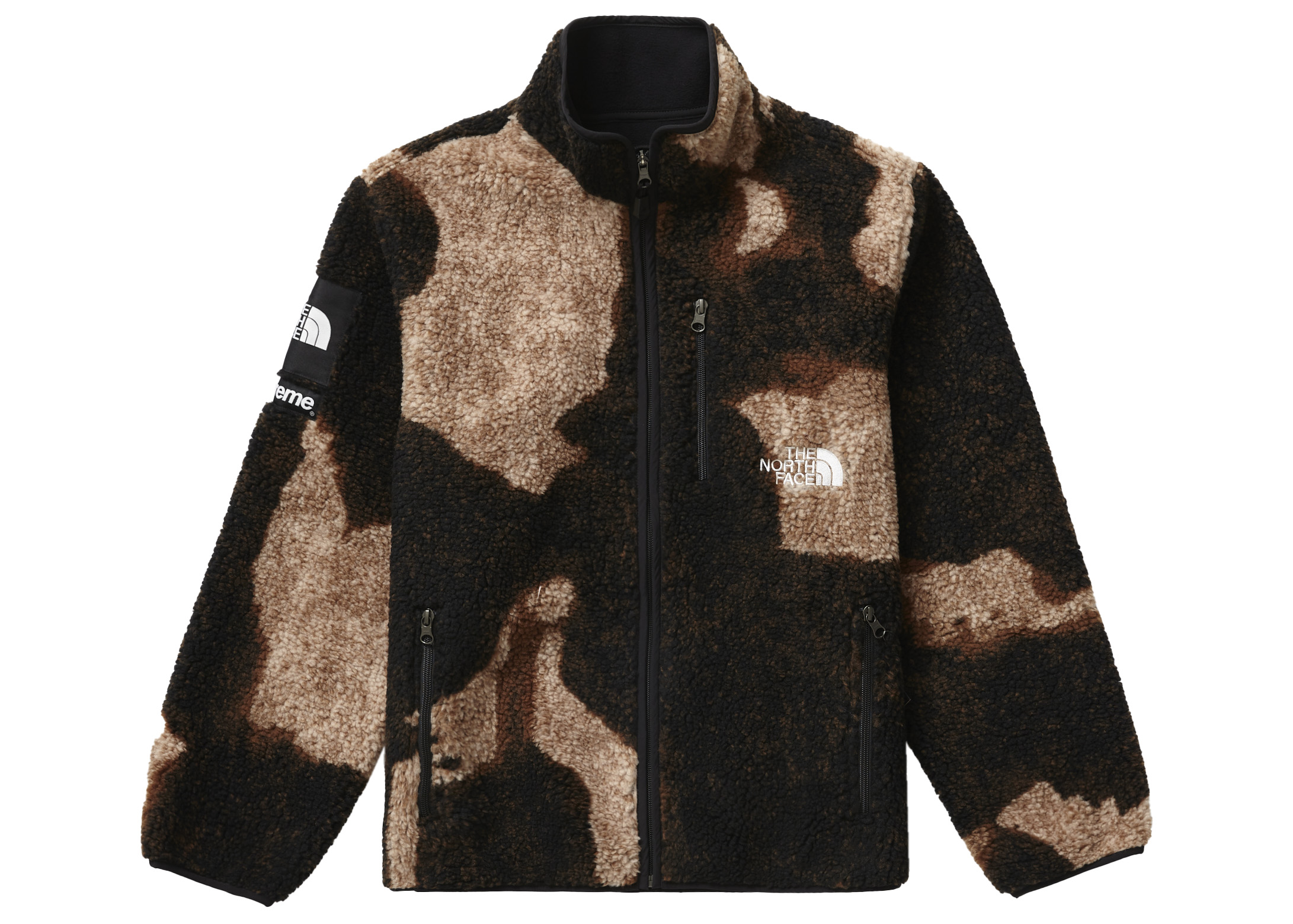 Supreme The North Face Bleached Denim Print Fleece Jacket Black - FW21 - US