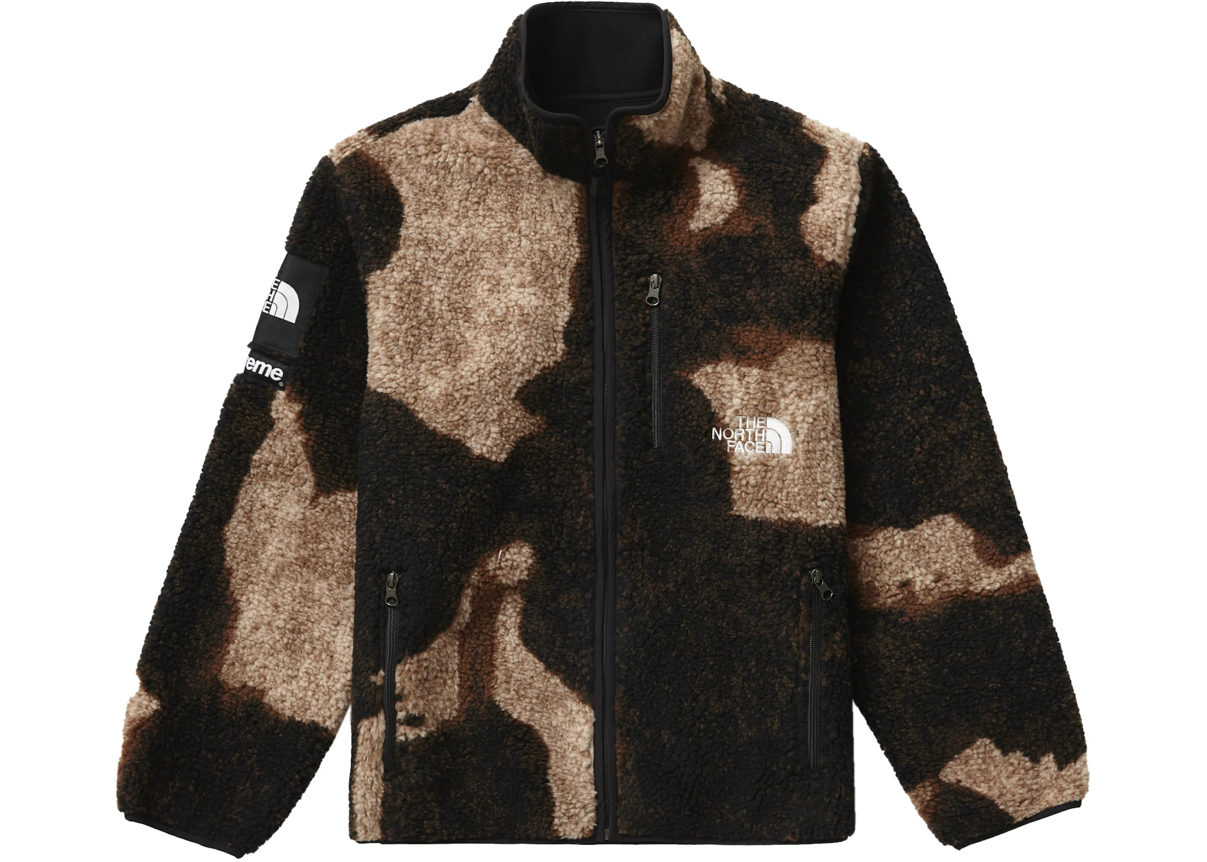 Supreme The North Face Bleached Denim Print Fleece Jacket Black Men's -  FW21 - US