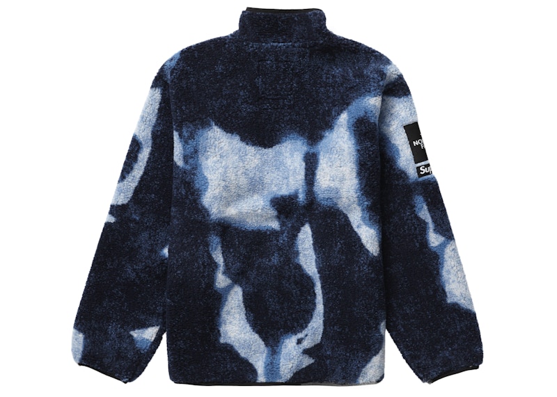 Supreme The North Face Bleached Denim Print Fleece Jacket Indigo ...