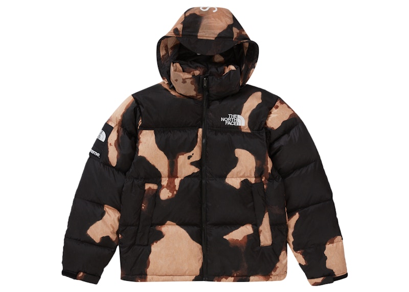 Supreme The North Face Bleached Denim Print Nuptse Jacket Black