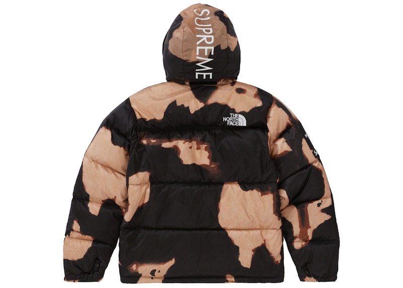 Supreme The North Face Bleached Denim Print Nuptse Jacket Black ...