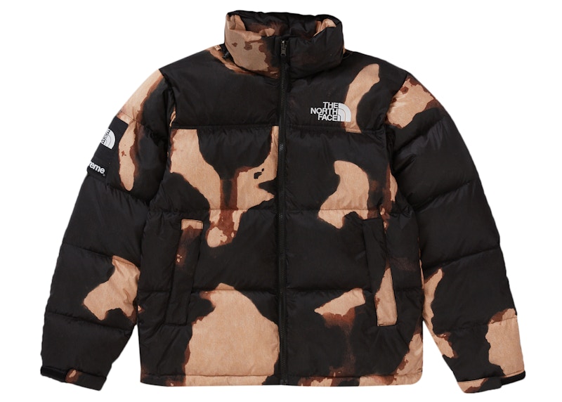 Supreme The North Face Bleached Denim Print Nuptse Jacket Black