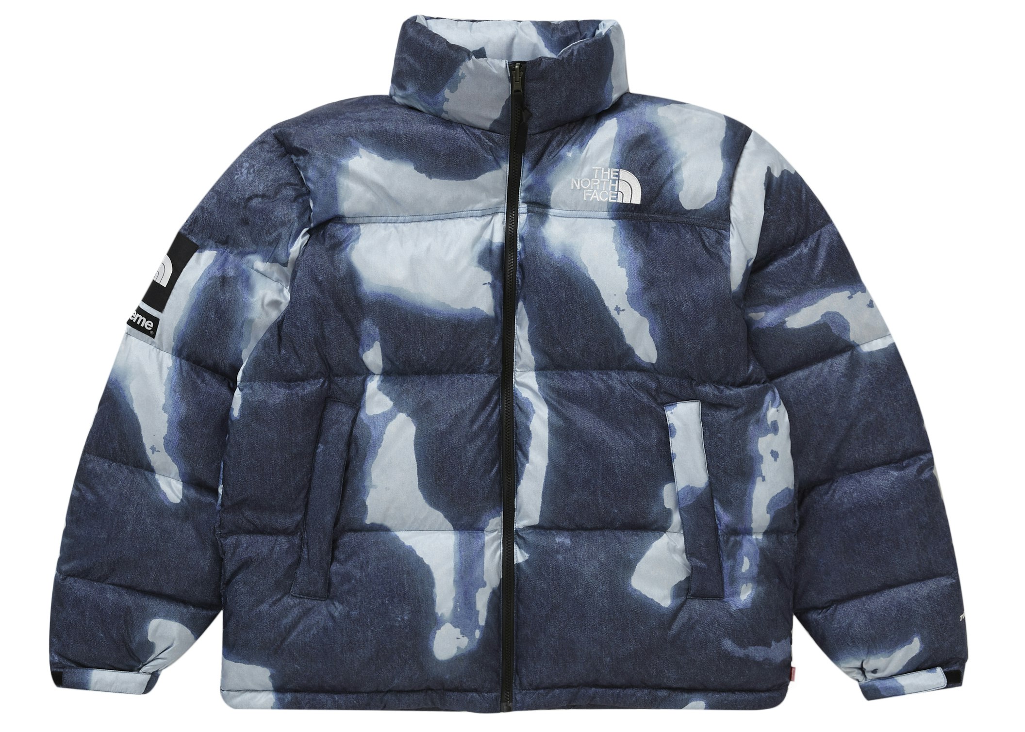 Supreme The North Face Bleached Denim Print Nuptse Jacket Indigo - FW21