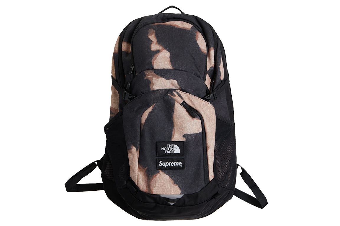 Pre-owned Supreme The North Face Bleached Denim Print Pocono Backpack Black