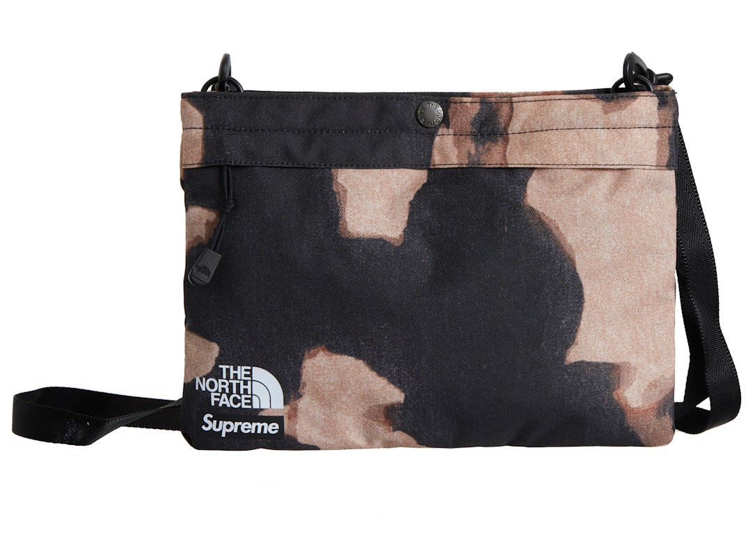 Pre-owned Supreme The North Face Bleached Denim Print Shoulder Bag Black