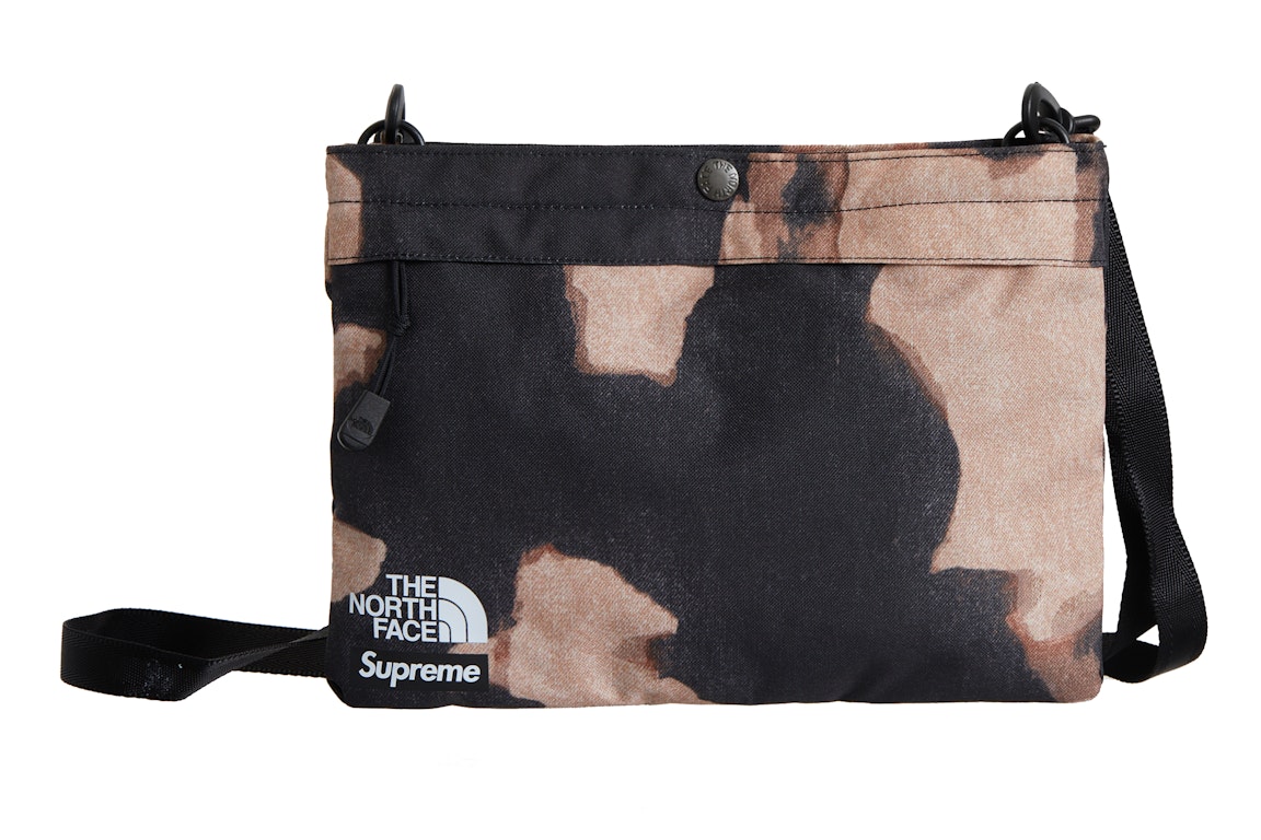 Pre-owned Supreme The North Face Bleached Denim Print Shoulder Bag Black